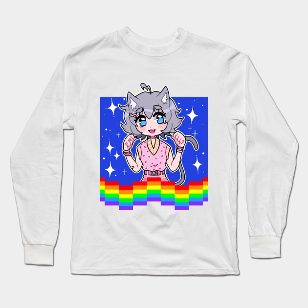 Nyan cat girl Long Sleeve T-Shirt by Inky_Trash